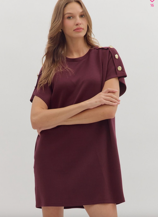 1676 Shoulder Gold Buttons Dress