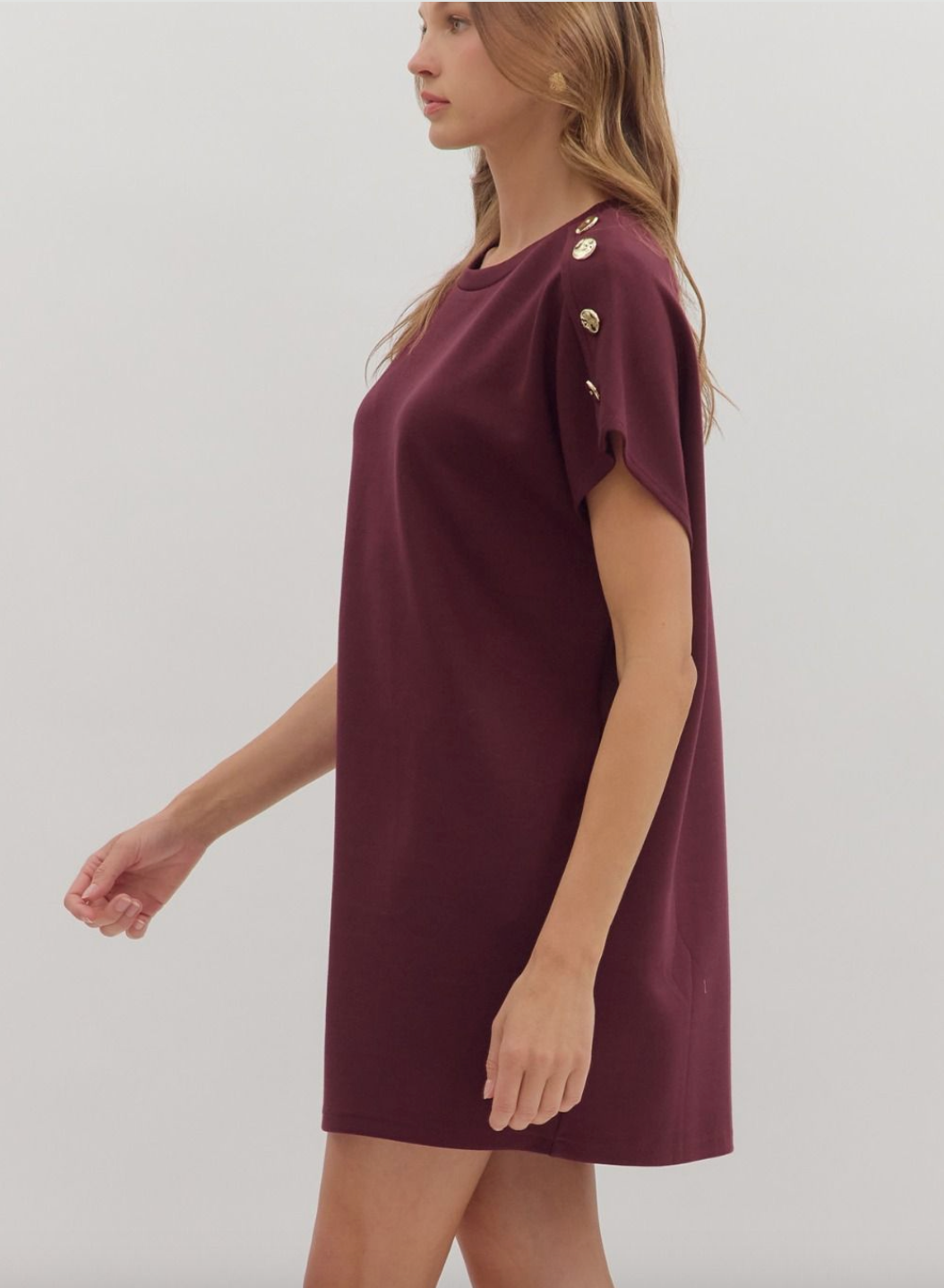 1676 Shoulder Gold Buttons Dress