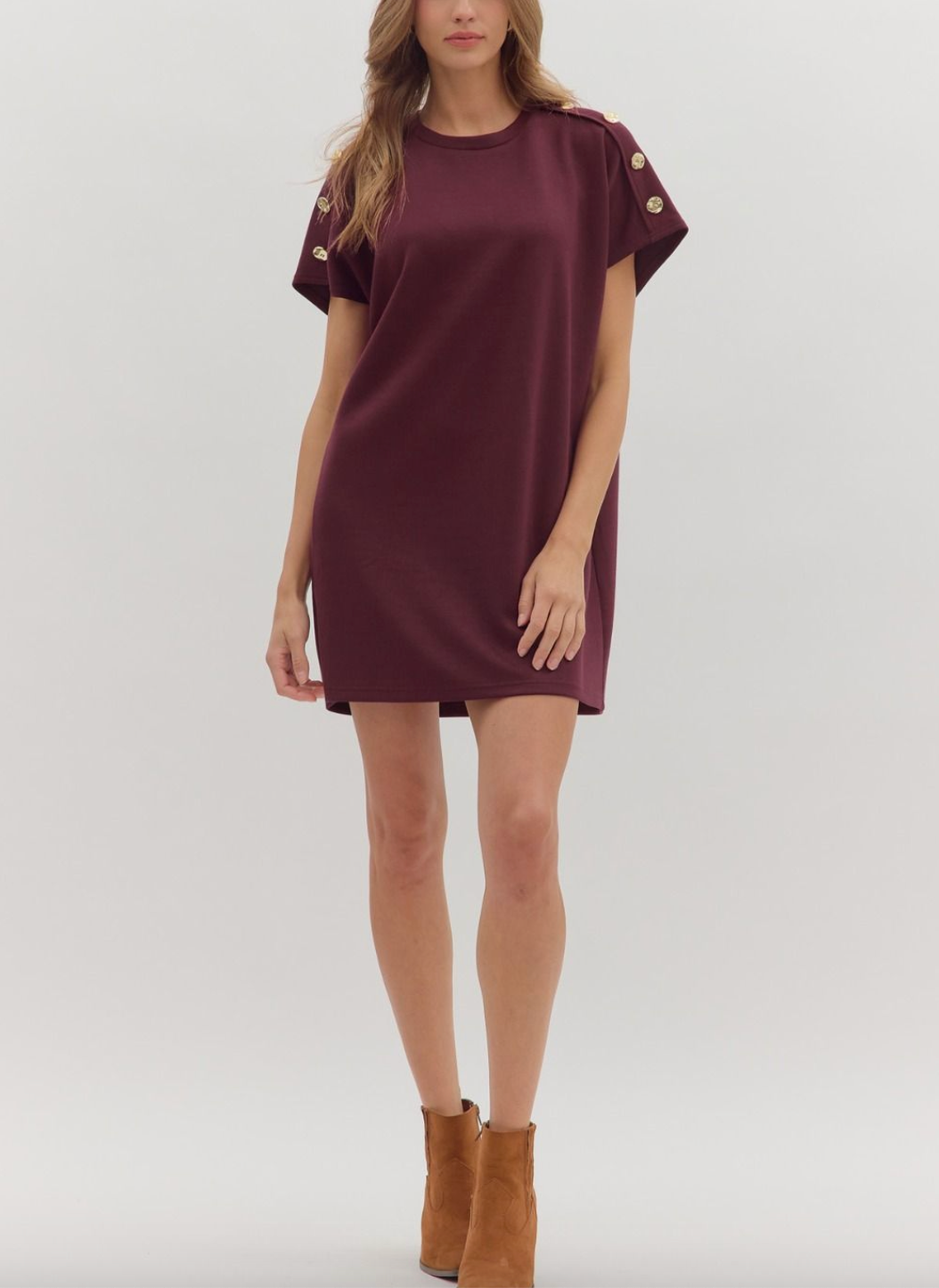 1676 Shoulder Gold Buttons Dress