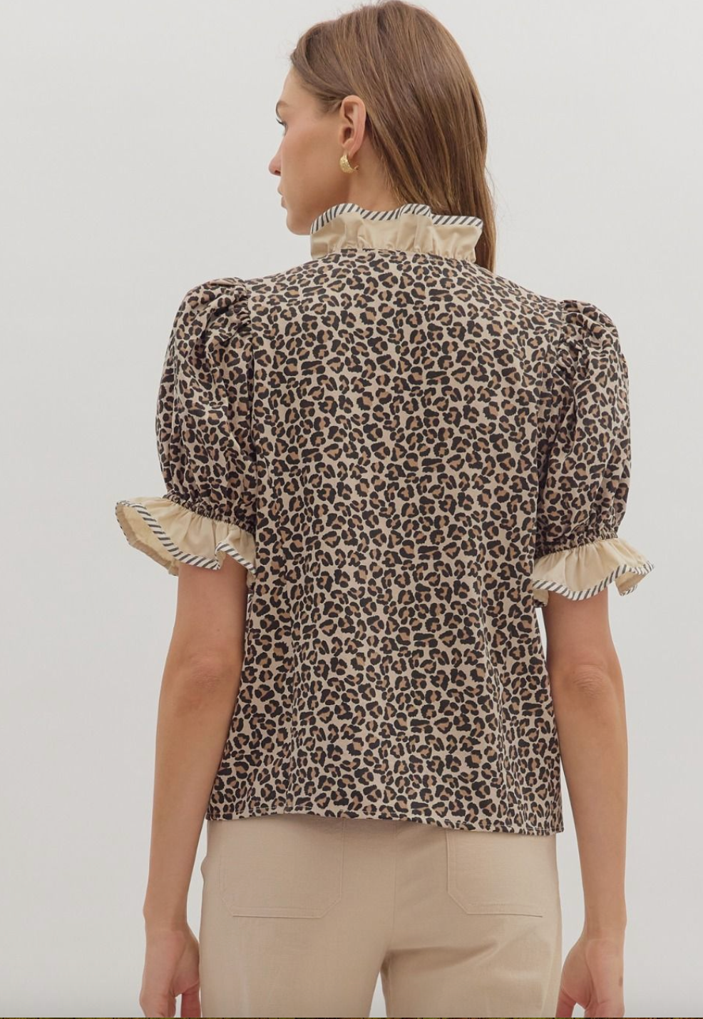 1671 Leopard Ruffle Shirt