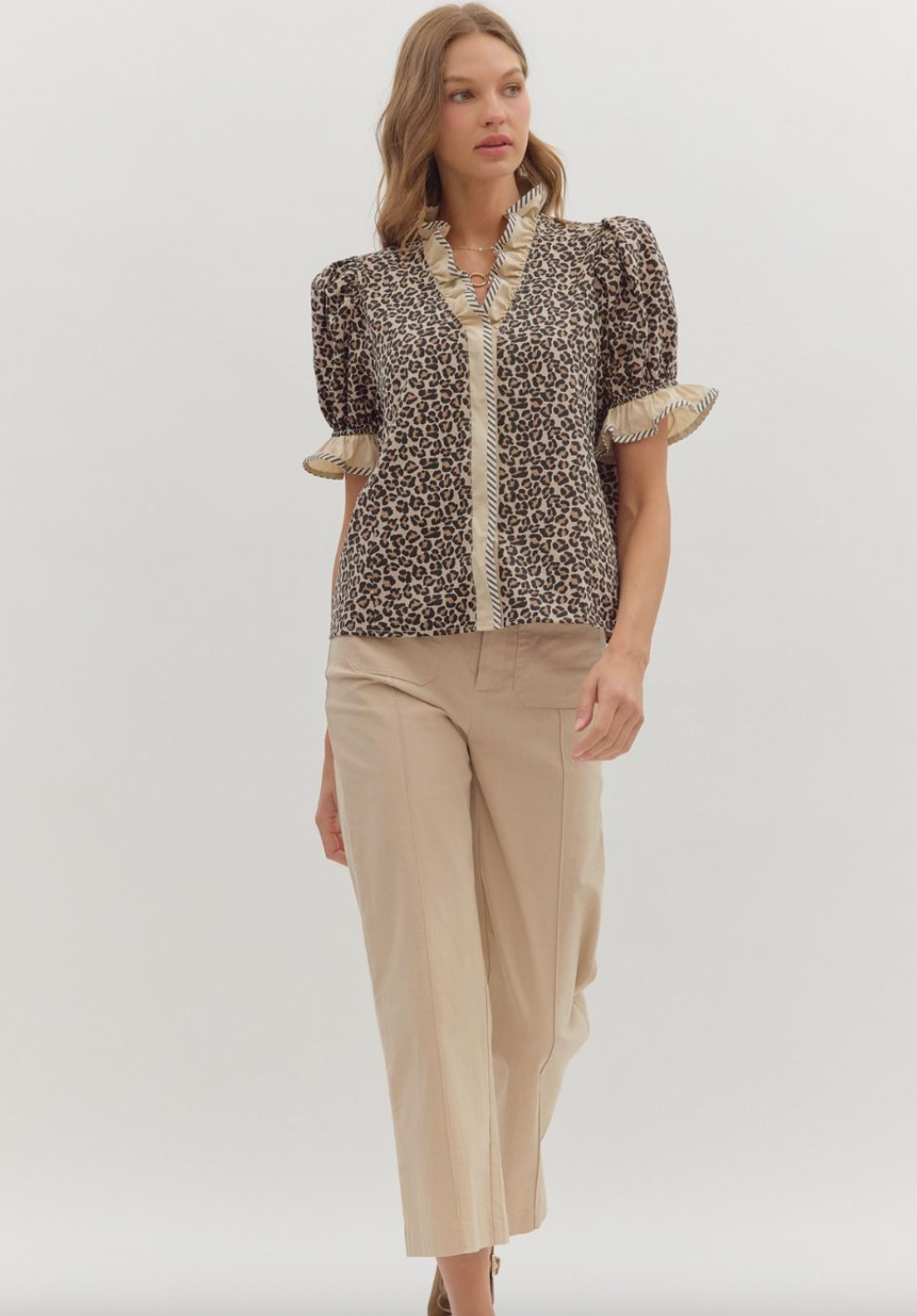 1671 Leopard Ruffle Shirt