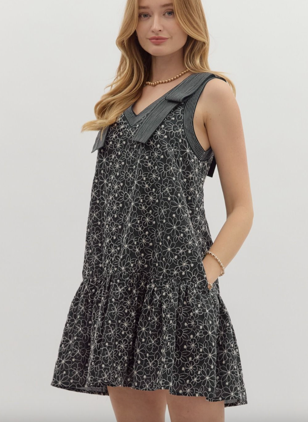 1687 Embroidered Bow Dress