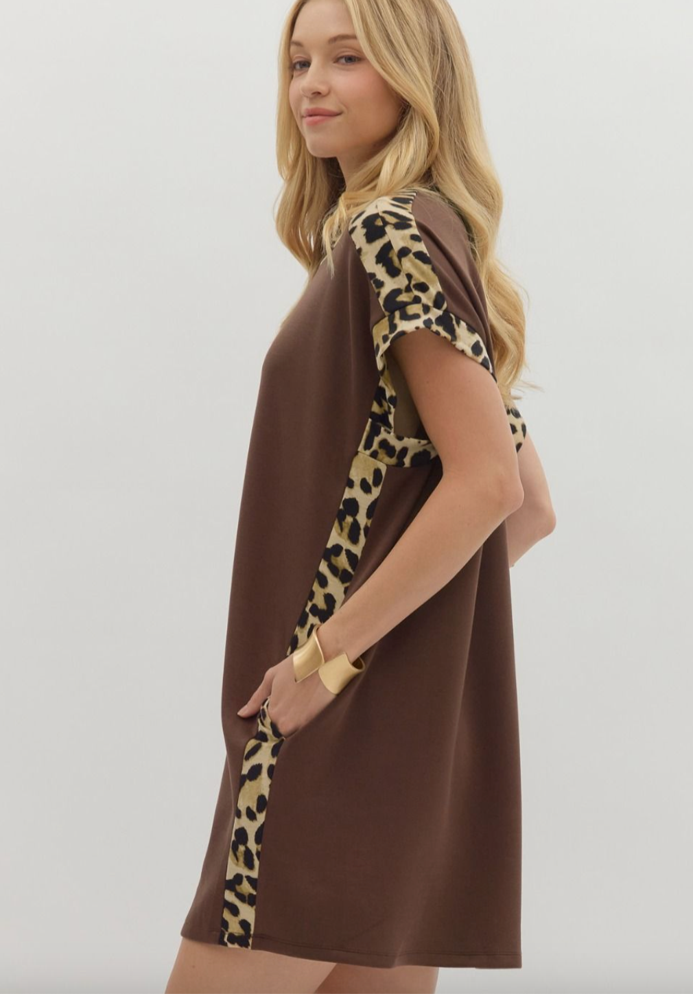 1695 Solid & Animal Print Dress