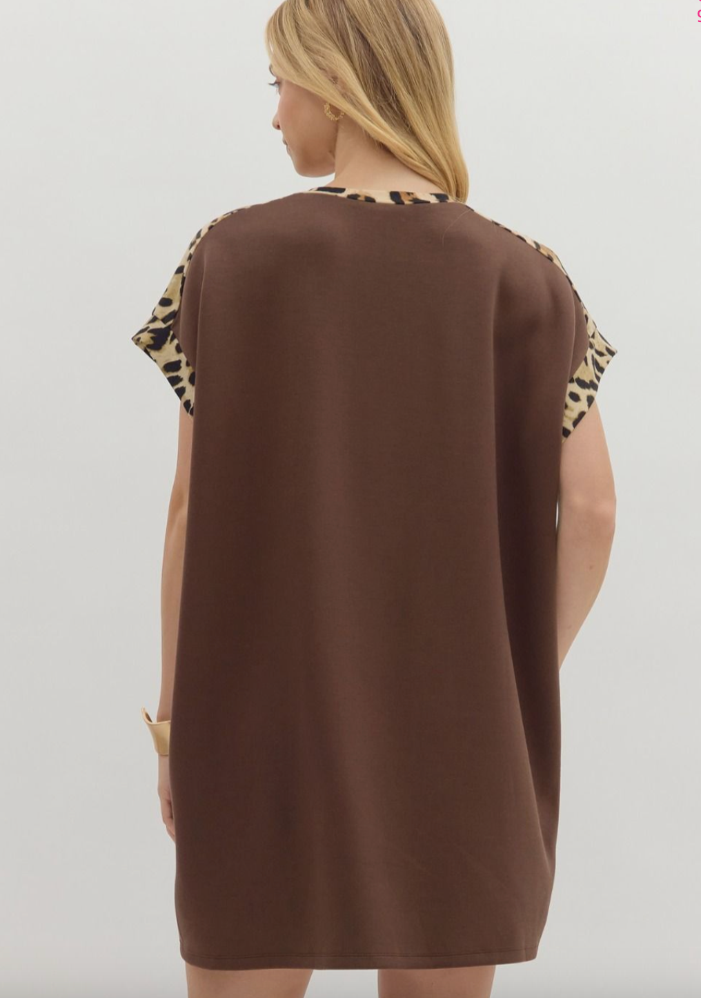 1695 Solid & Animal Print Dress