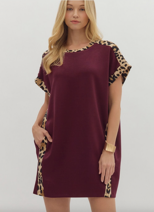 1695 Solid & Animal Print Dress