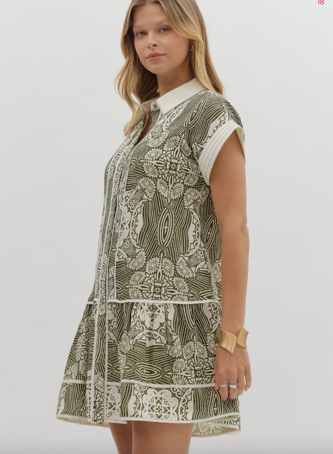 1768 Olive Print Dress