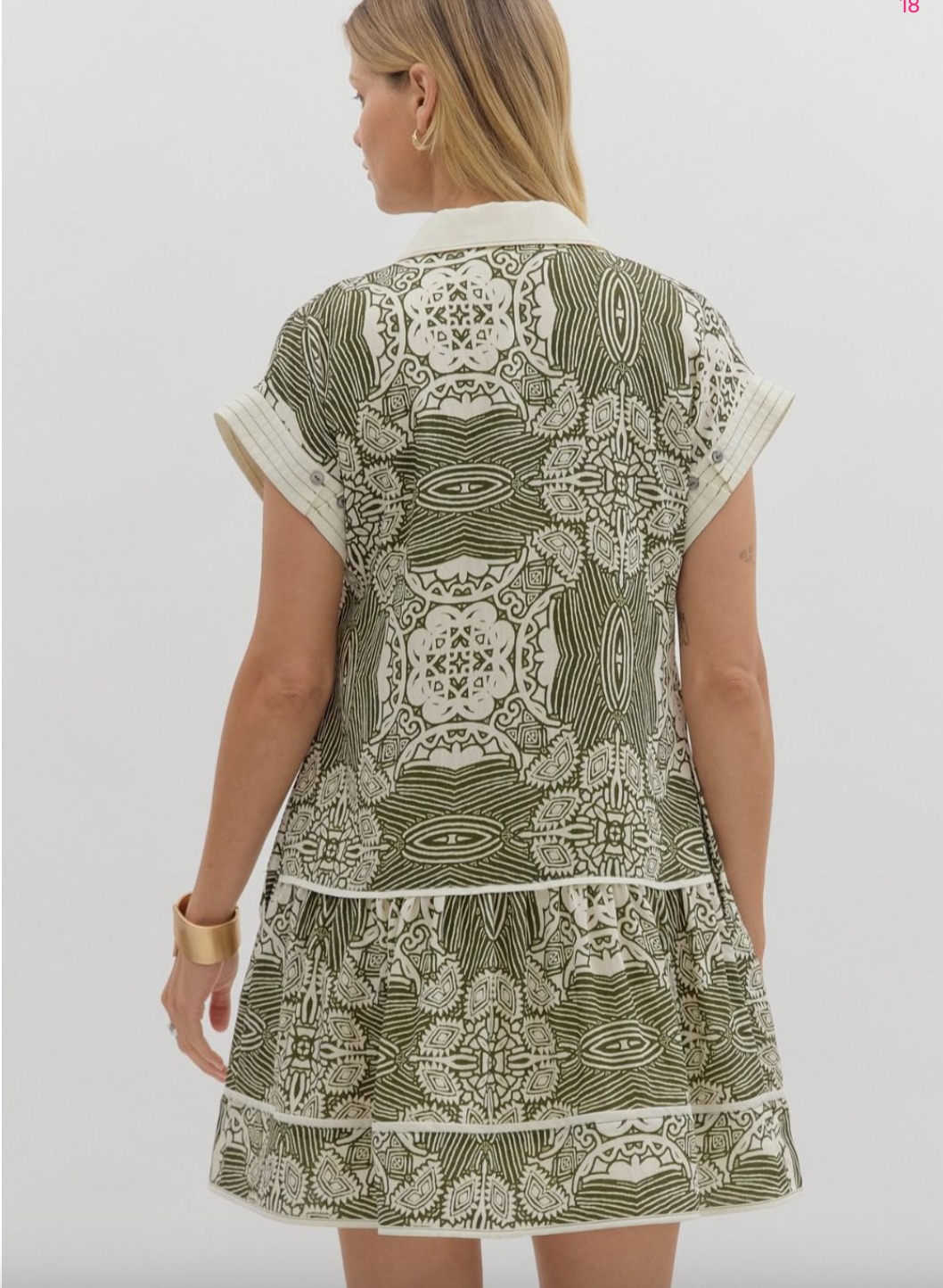 1768 Olive Print Dress