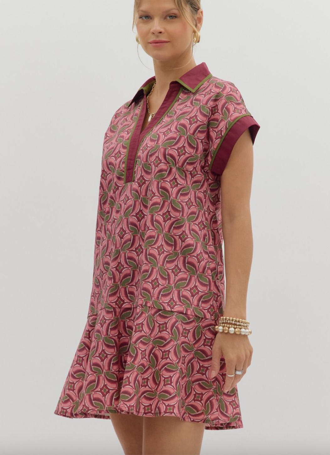 1688 V-Neck Print Dress