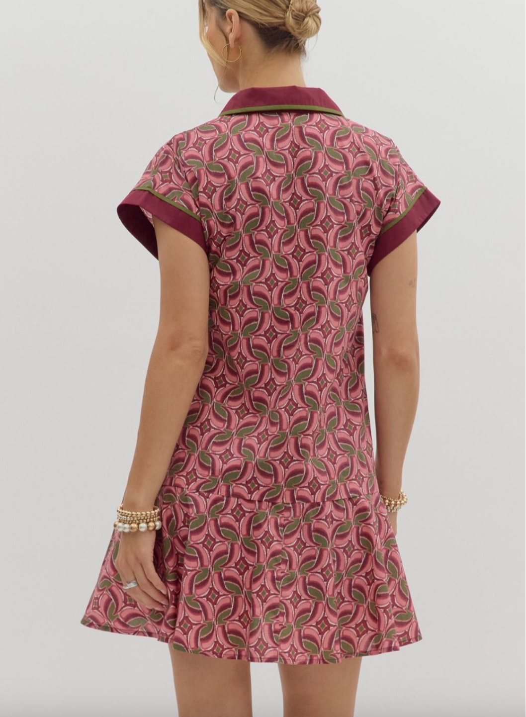 1688 V-Neck Print Dress