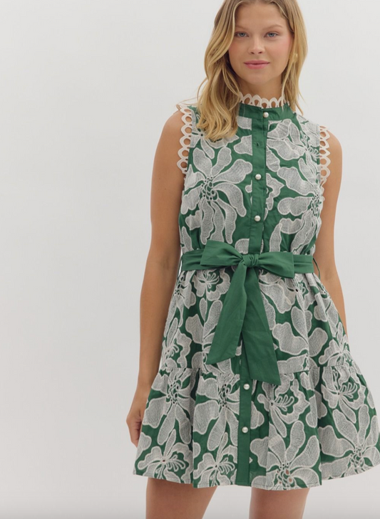 1679 Floral Embroidered Sleeveless Dress