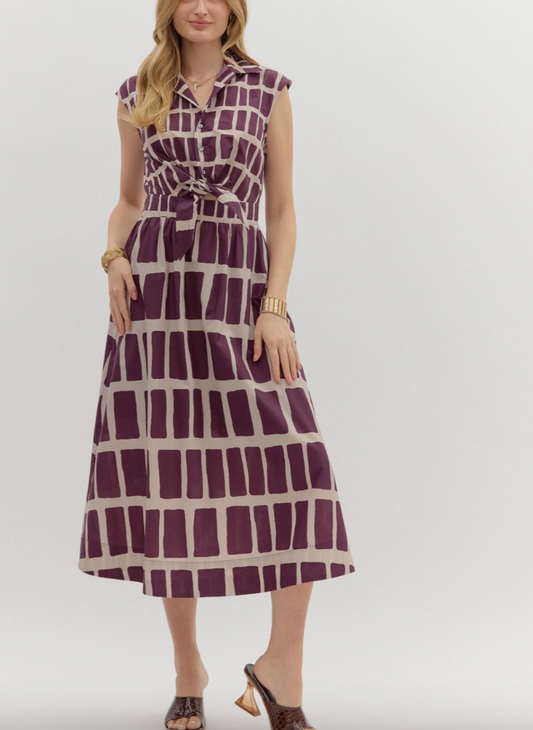 1686 Sleeveless Wine Midi Dress