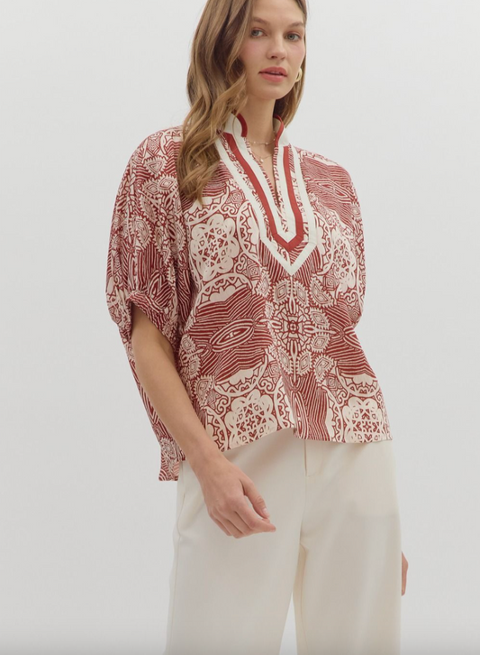 1698 Rust Batik Top