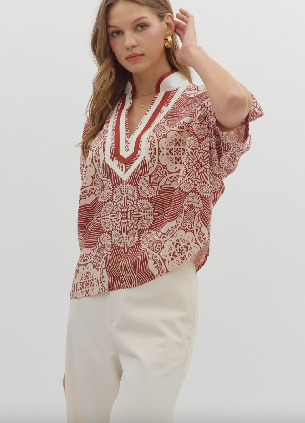 1698 Rust Batik Top