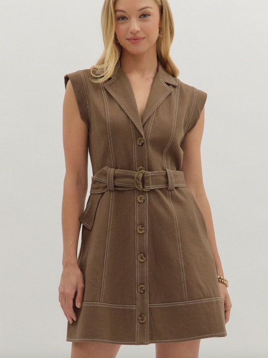 1668 Belted Sleeveless Dress