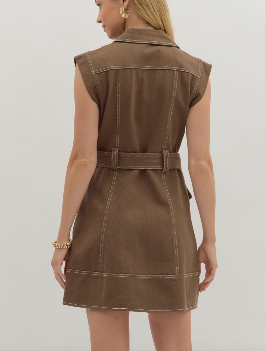 1668 Belted Sleeveless Dress