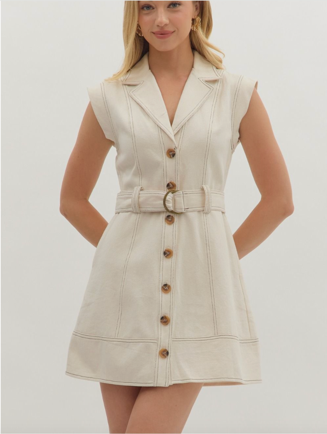 1668 Belted Sleeveless Dress