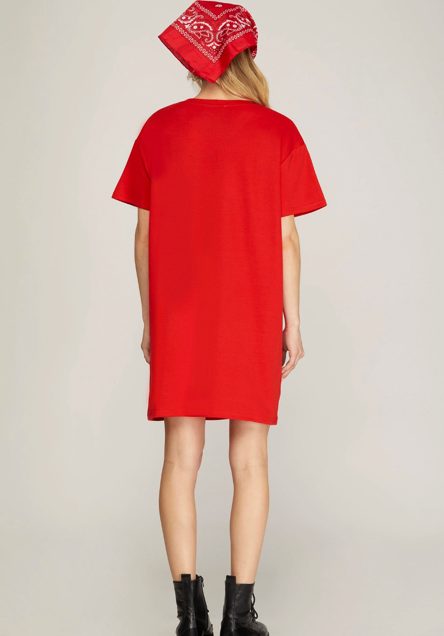 1752 Stars Red T-Shirt Dress