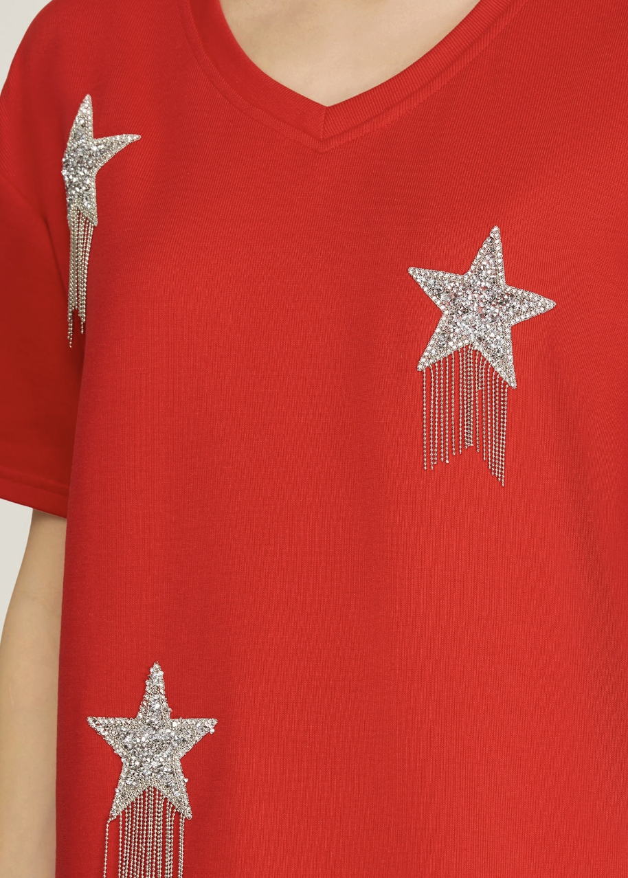 1752 Stars Red T-Shirt Dress