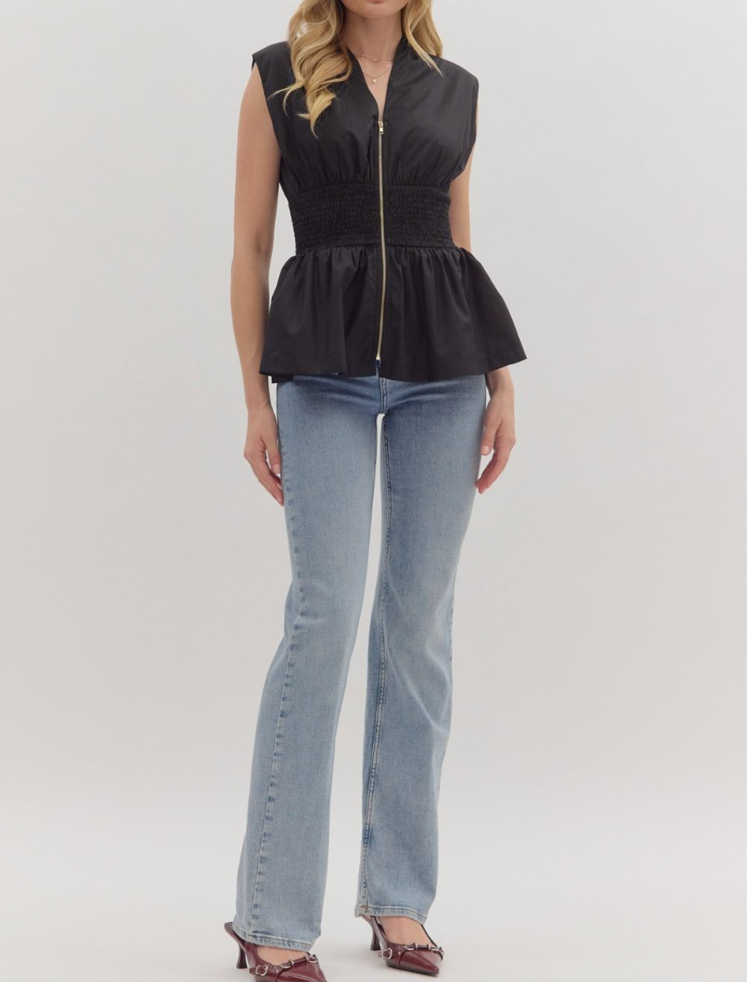 1834 Zipper Sleeveless Shirt