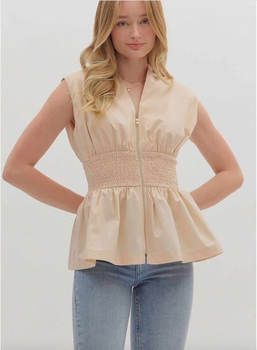 1834 Zipper Sleeveless Shirt