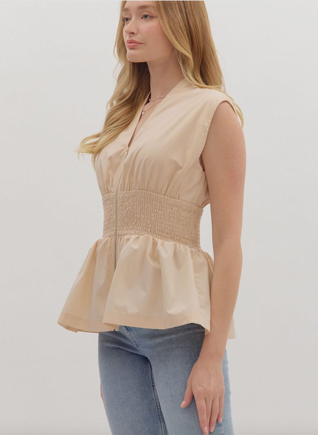 1834 Zipper Sleeveless Shirt