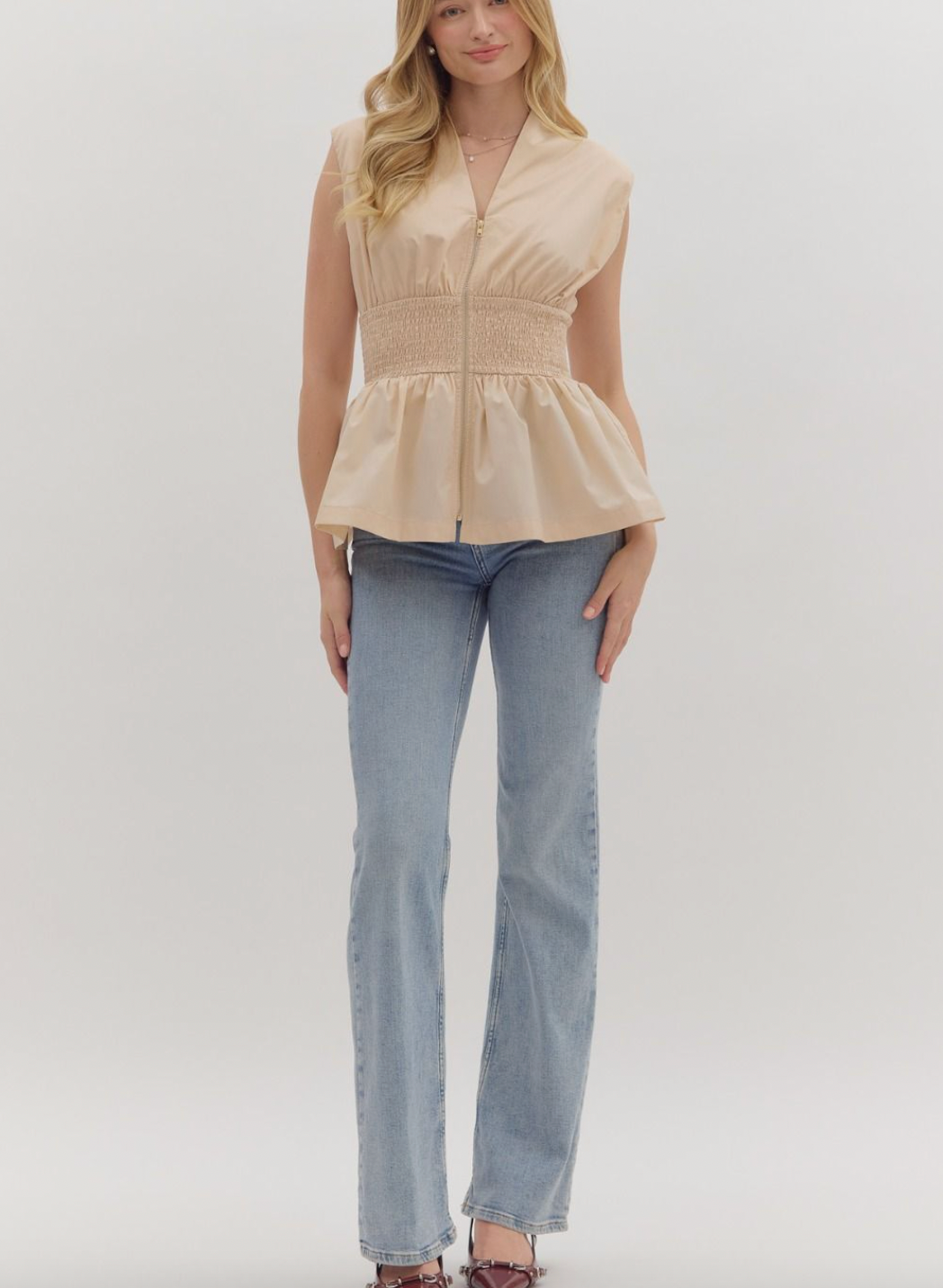 1834 Zipper Sleeveless Shirt