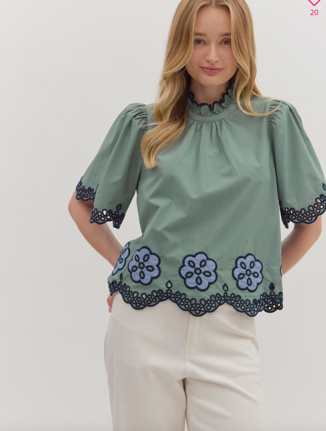 1833 Embroidered Sage Shirt