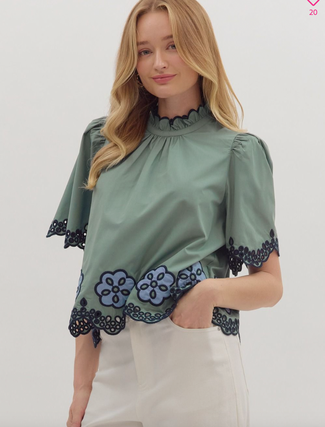 1833 Embroidered Sage Shirt