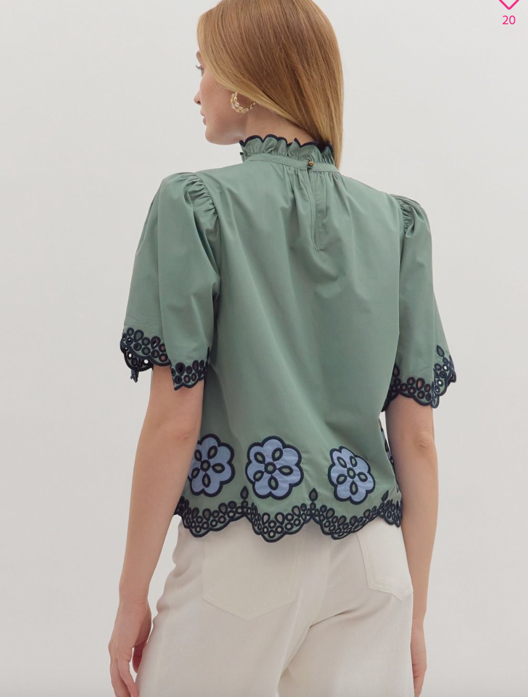 1833 Embroidered Sage Shirt