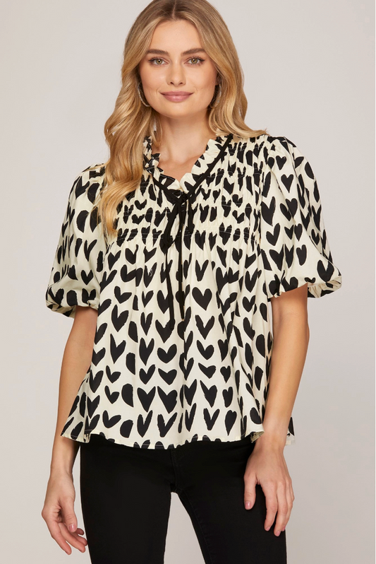 1875 Black & White Heart Shirt