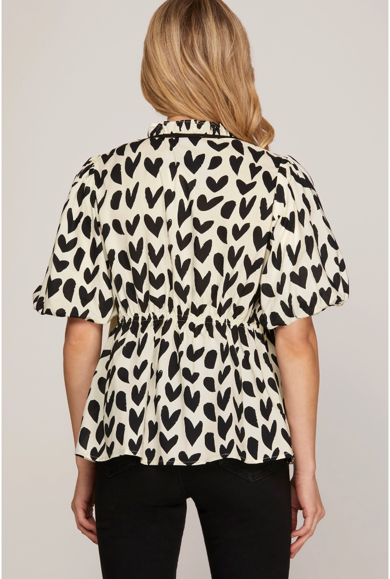 1875 Black & White Heart Shirt