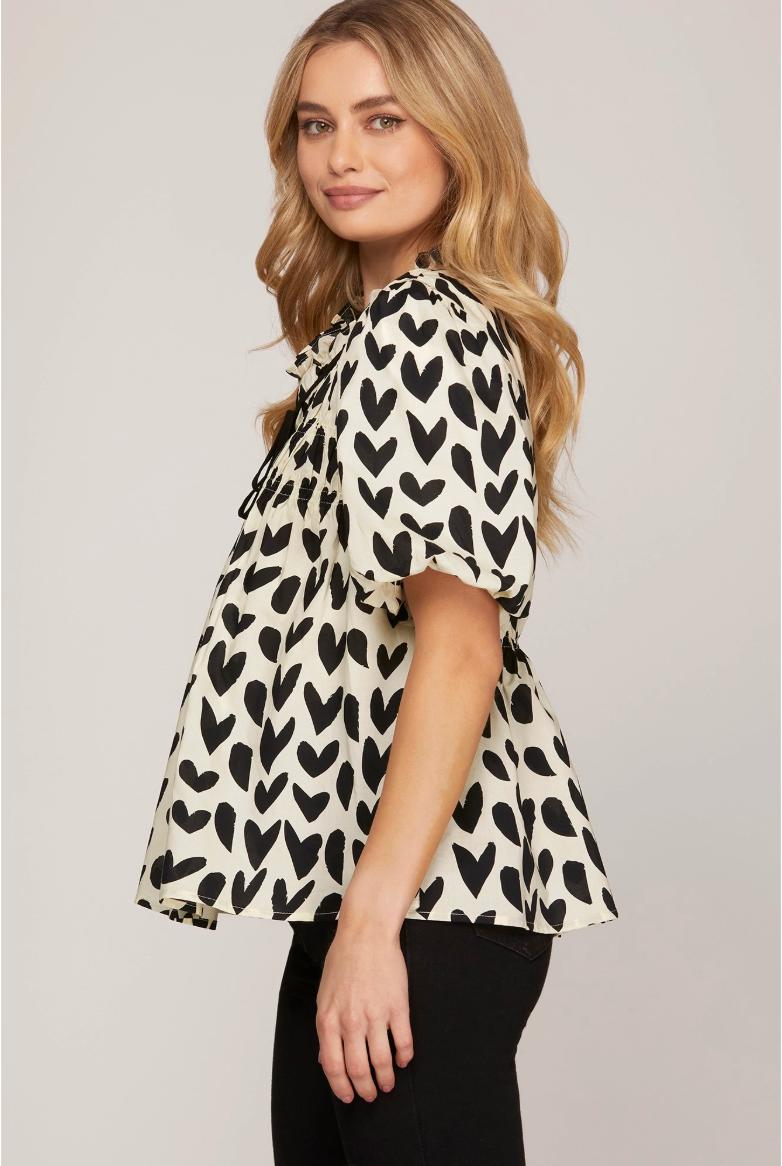 1875 Black & White Heart Shirt