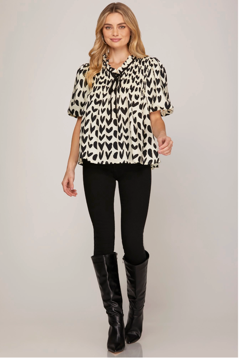 1875 Black & White Heart Shirt