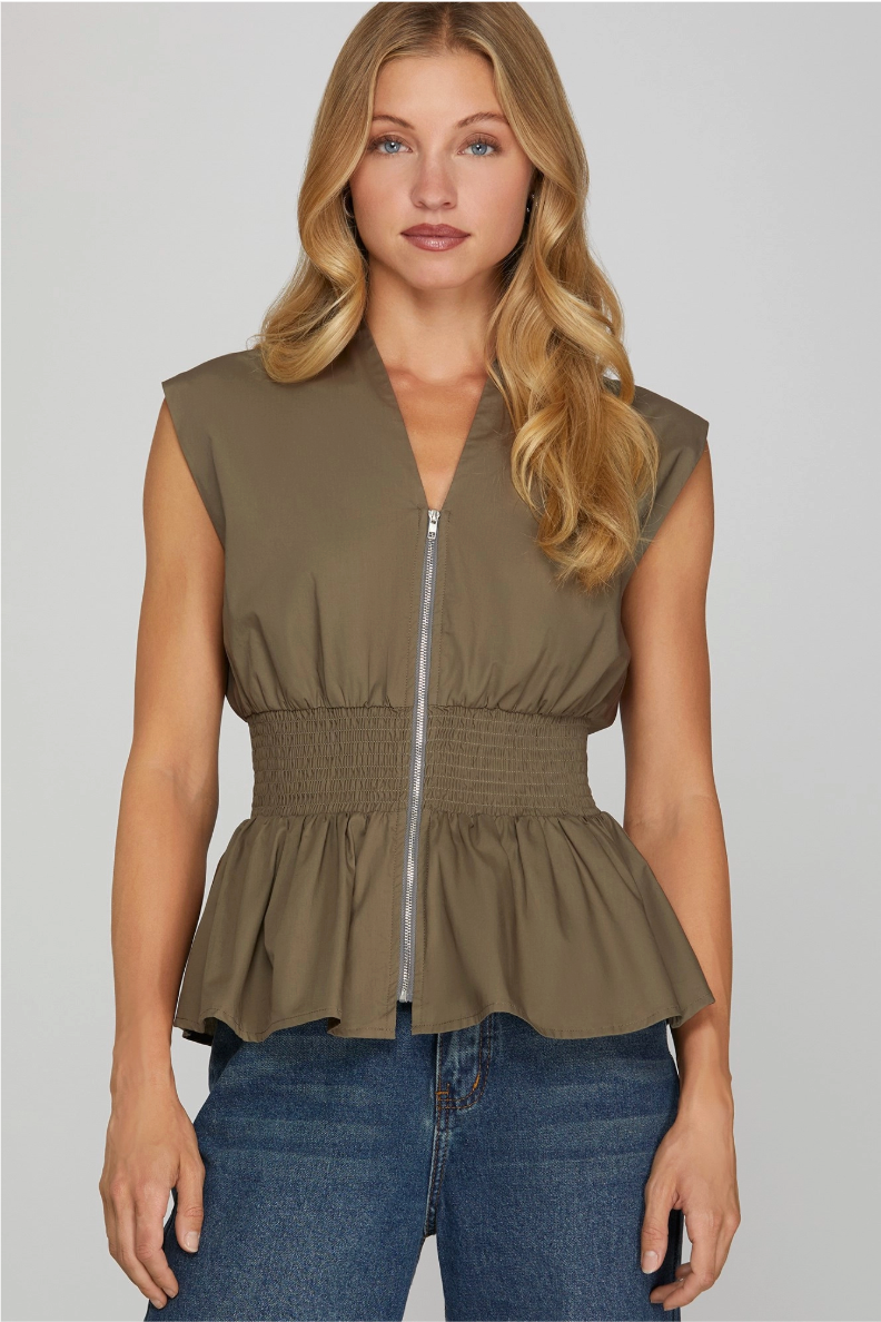 1876 Zipper Sleeveless Top