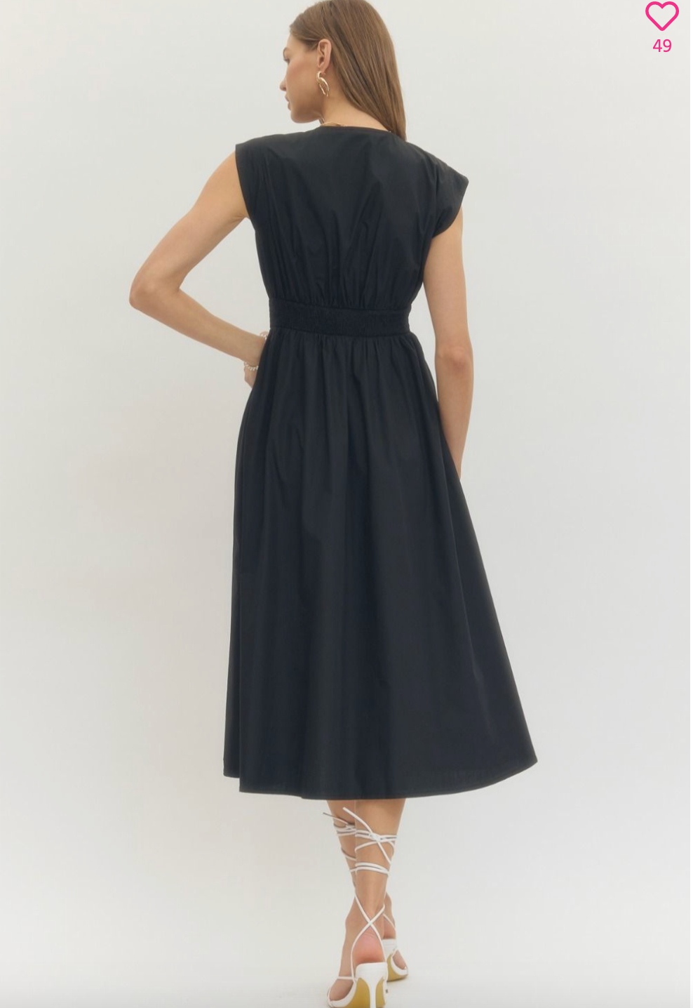 2031 Zipper V-Neck Midi Dress