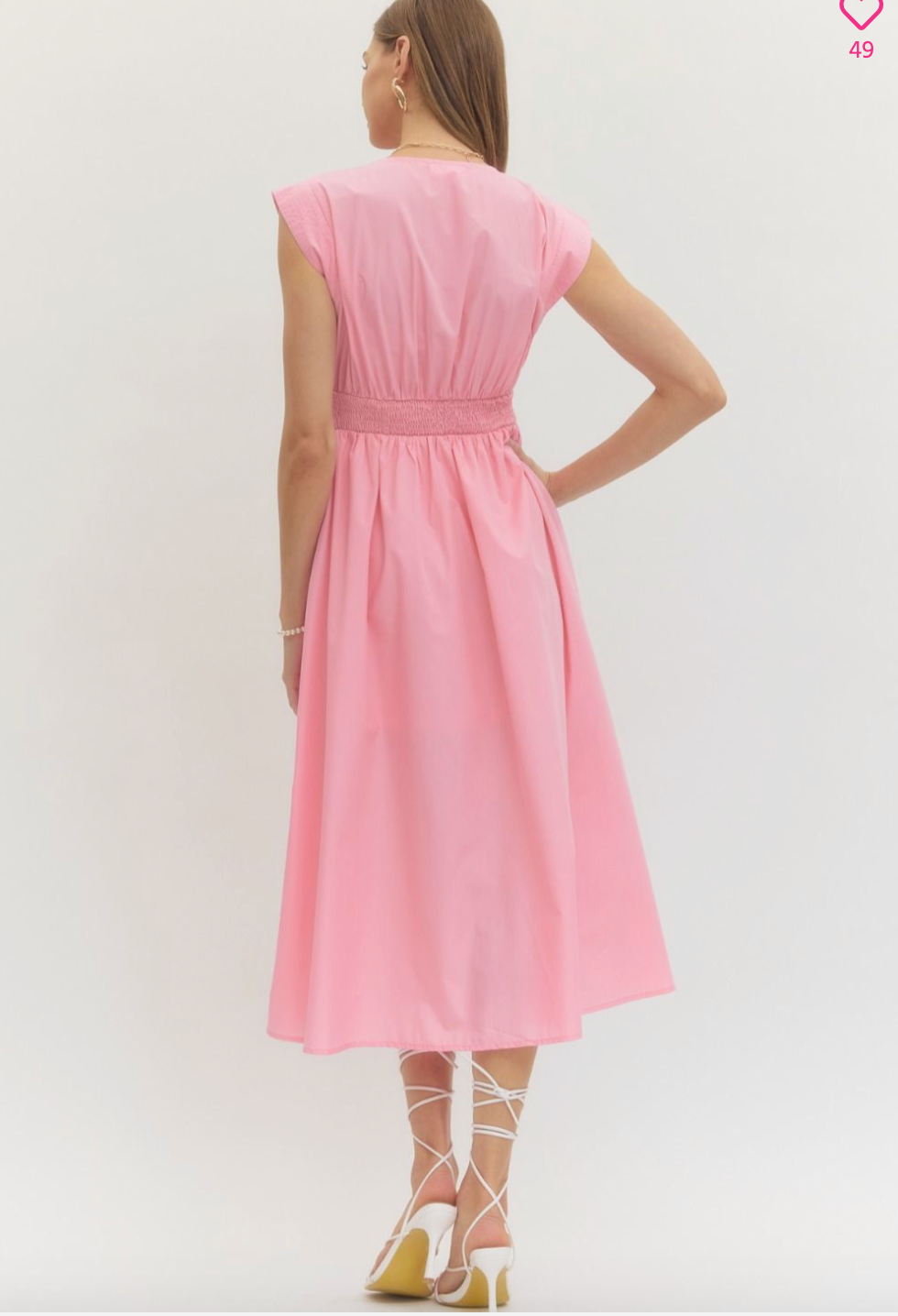 2031 Zipper V-Neck Midi Dress