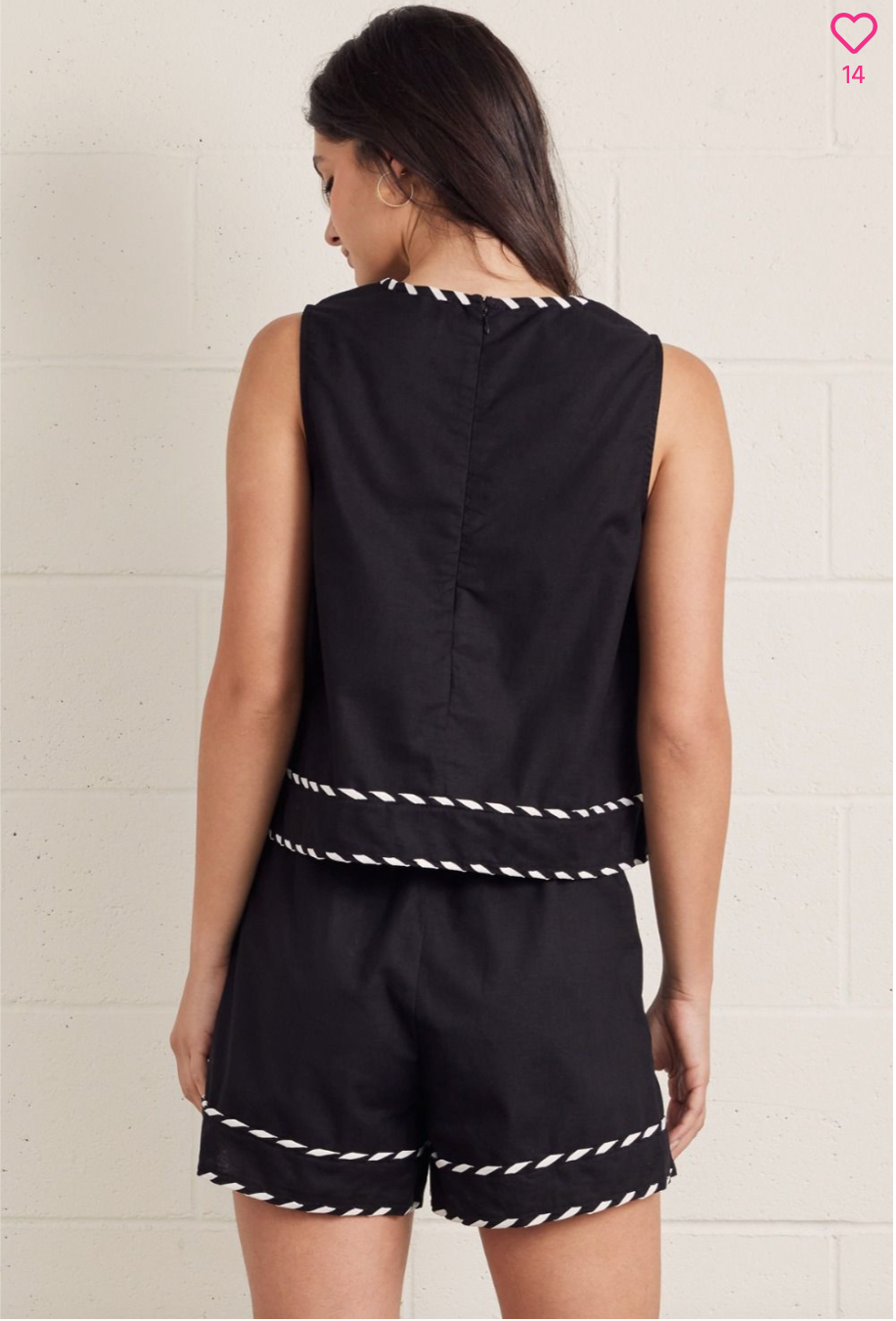 2454 Black With Trim Sleeveless Top