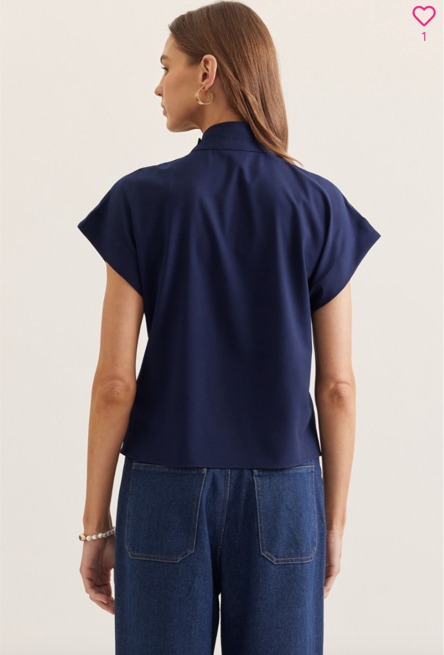 2342 Mock Neck Gold Buttons Tops