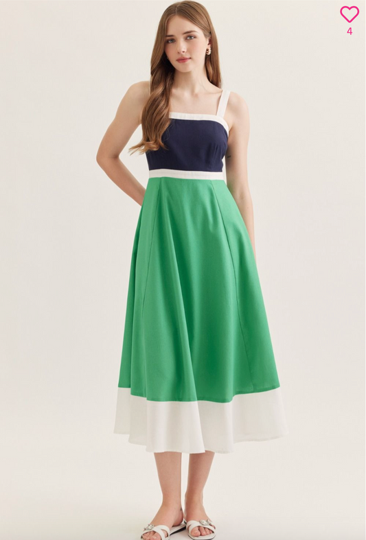 2451 Color Block Midi Dress