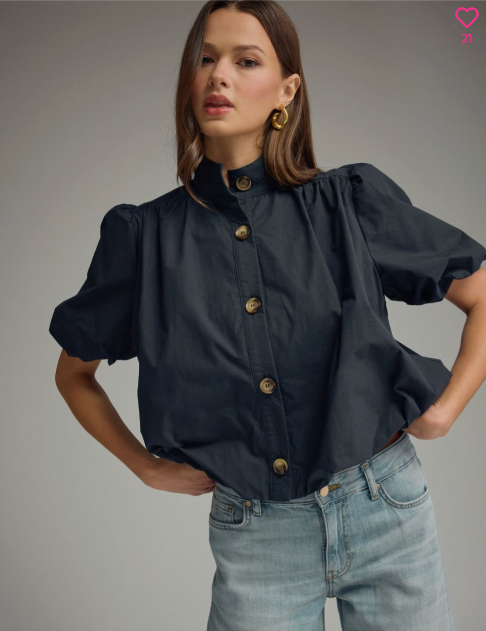 2621 Button Down Bubble Top