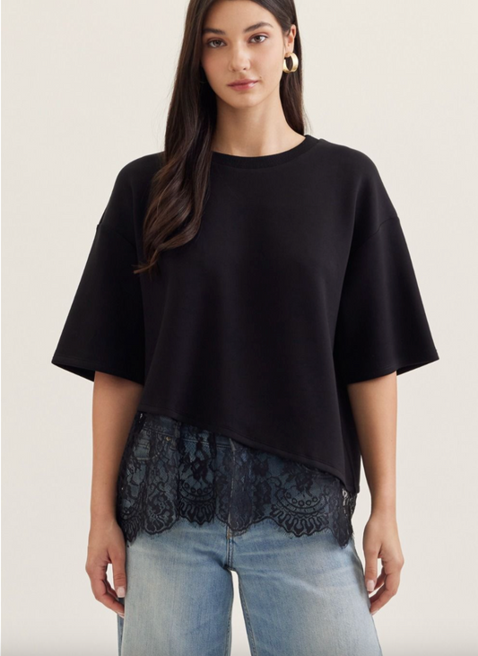 2733 Black Lace T-Shirt Top
