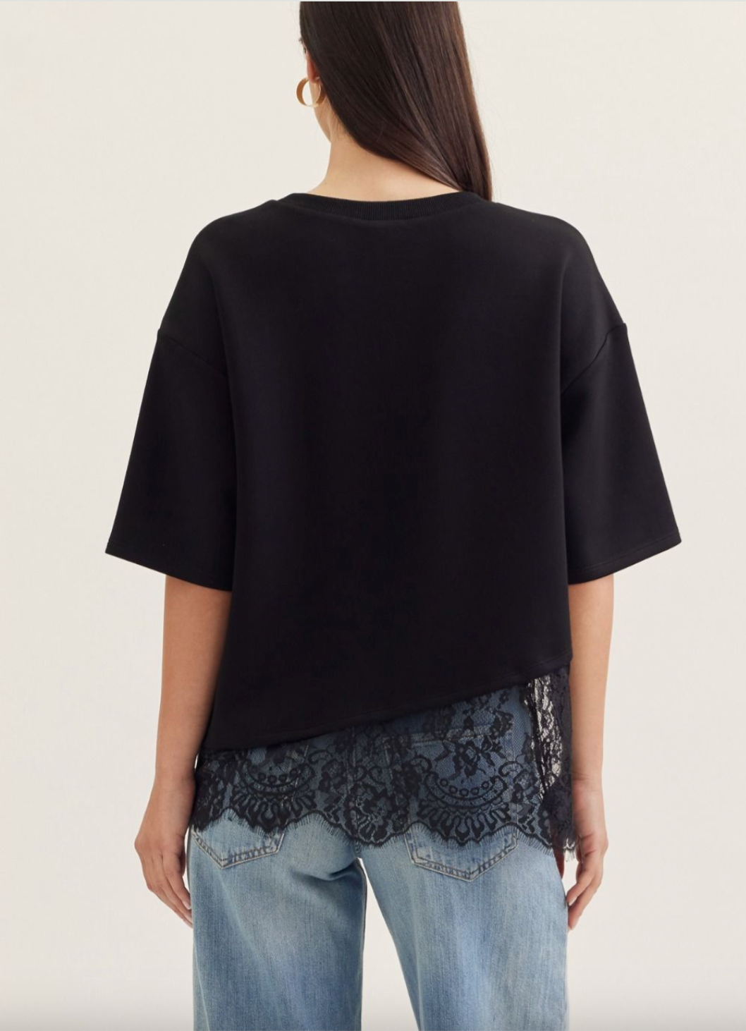 2733 Black Lace T-Shirt Top