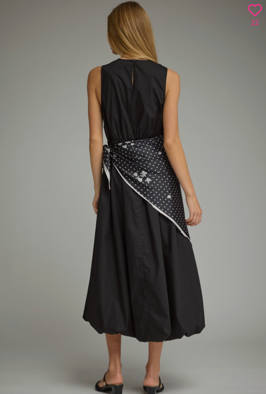 2634 Bubble Skirt Midi Dress With Scarf