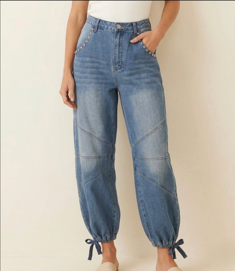 2179 Studded Barrel Denim Pant