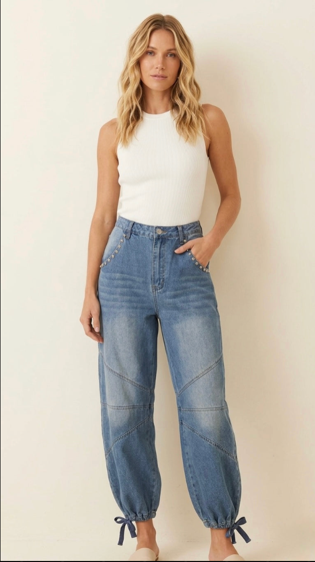 2179 Studded Barrel Denim Pant