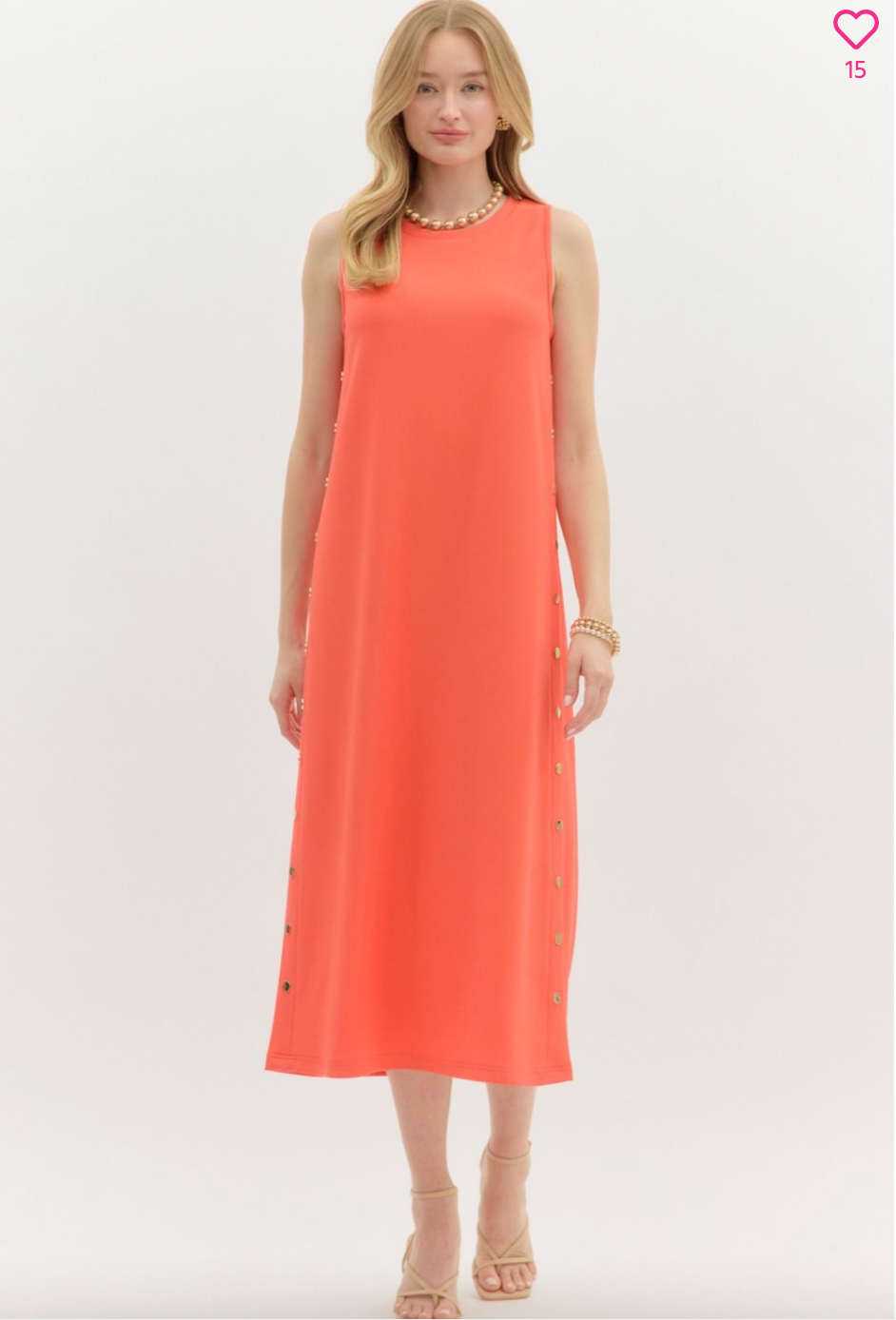 1470 Gold Button Side Dress