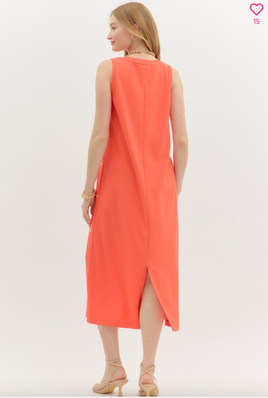 1470 Gold Button Side Dress