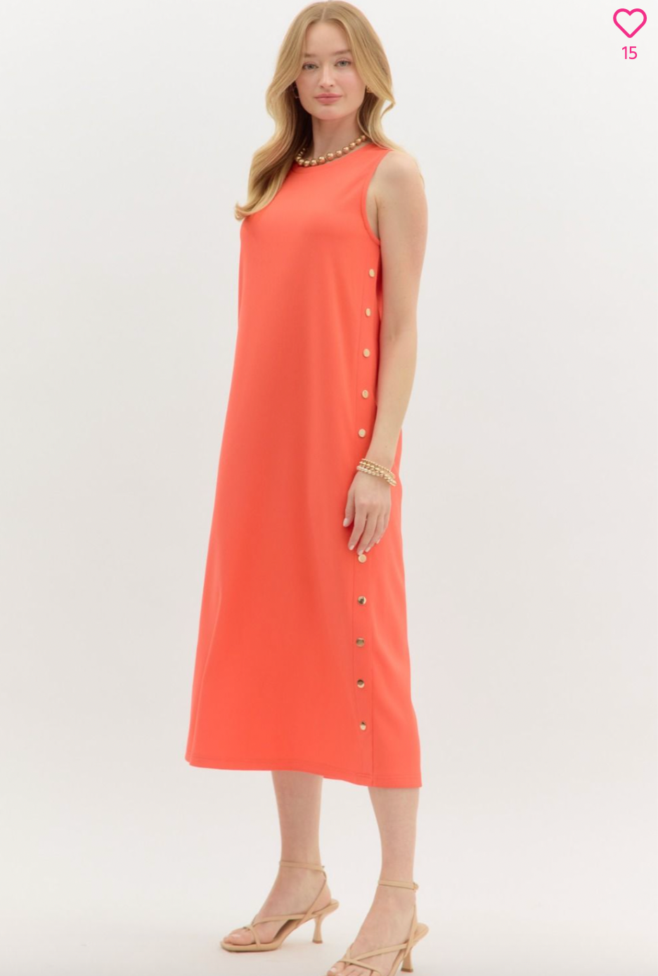 1470 Gold Button Side Dress