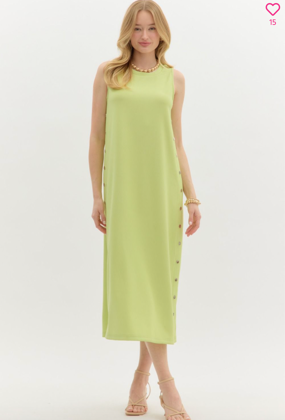 1470 Gold Button Side Dress