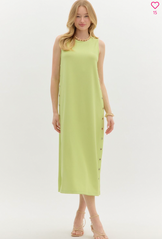 1470 Gold Button Side Dress